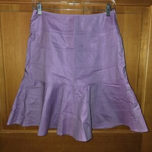 Charles Nolan New York NWOT Flair  Pleated Knee Skirt Purple Cotton/silk  Size 2